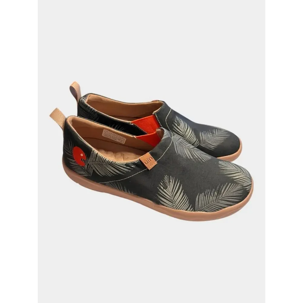NWOT UIN Palm Print Slip-On Shoes Men's 9.5 Tropical Casual Resort Loafers